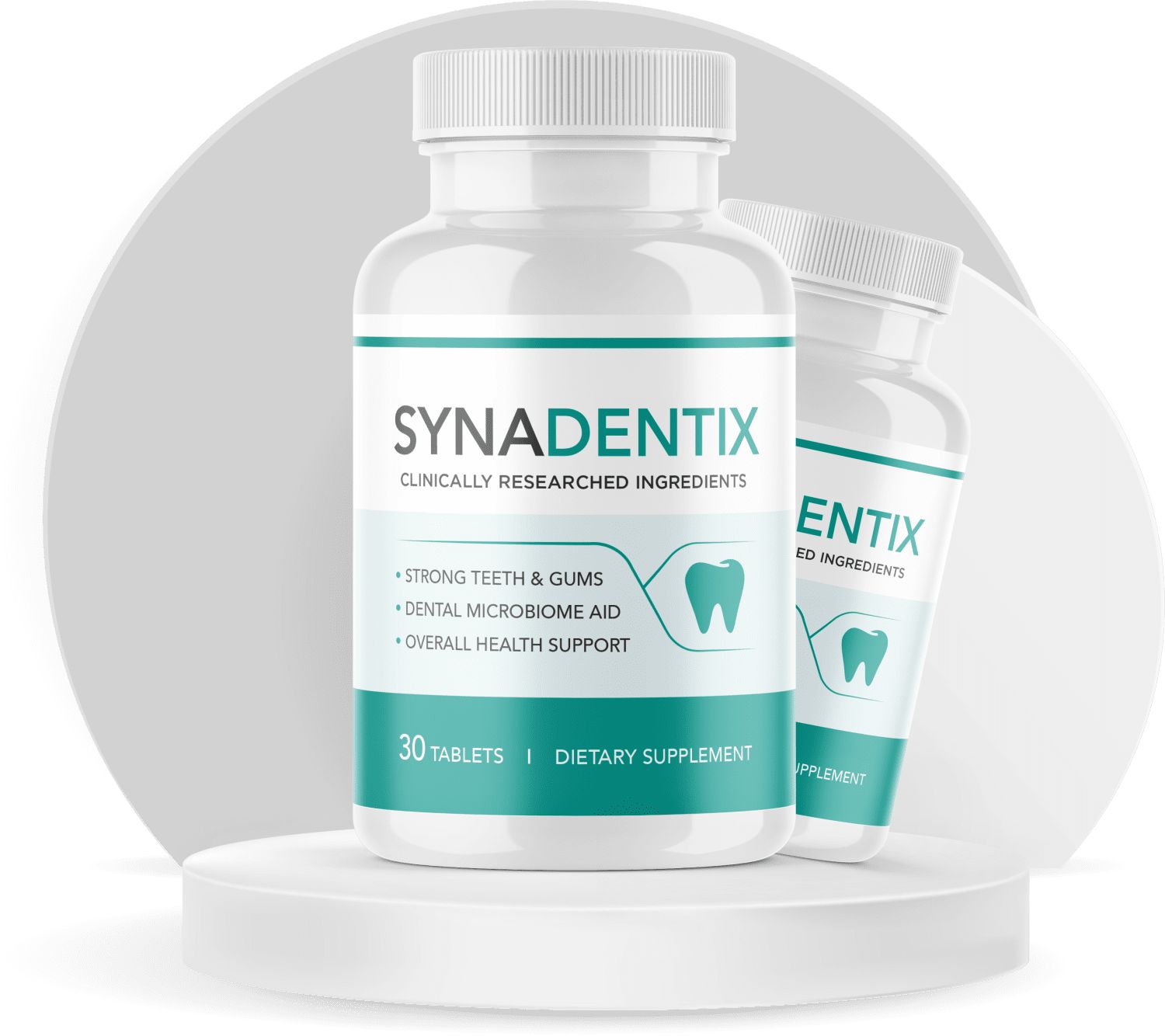 Synadentix supplement bottle for oral microbiome support and saliva activity